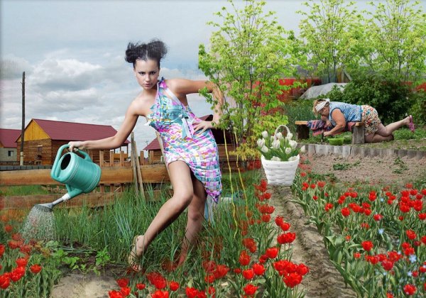 Люди в огороде