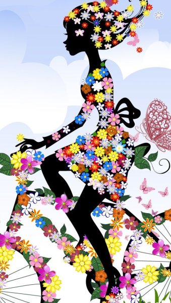 Силуэт девушки в цветах