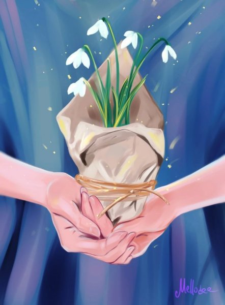 Весенние цветы в руках