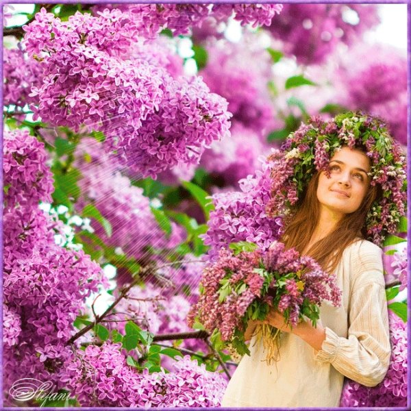 Девушка с подснежниками