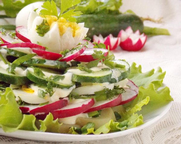 Салат весенний с редисом