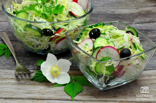 Салат с редиской и капустой