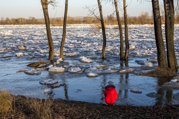 Лед на реке весной