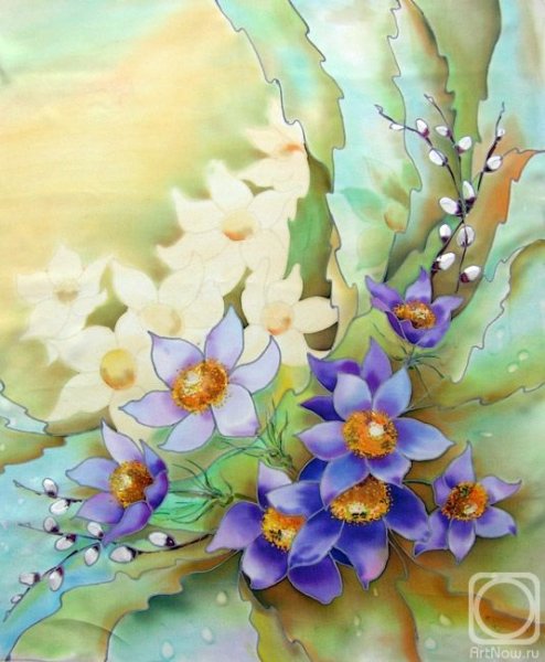 Батик весенние цветы