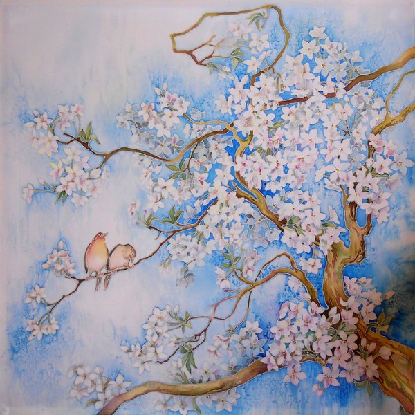 Весенний пейзаж батик