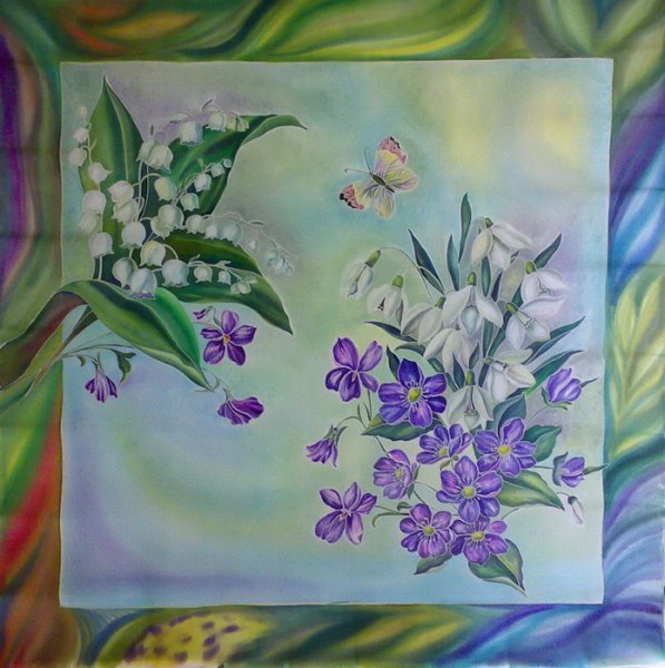 Рисование цветов на ткани