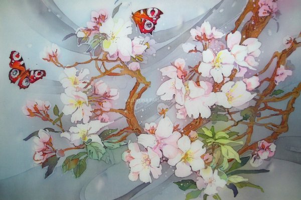 Япония батик цветы