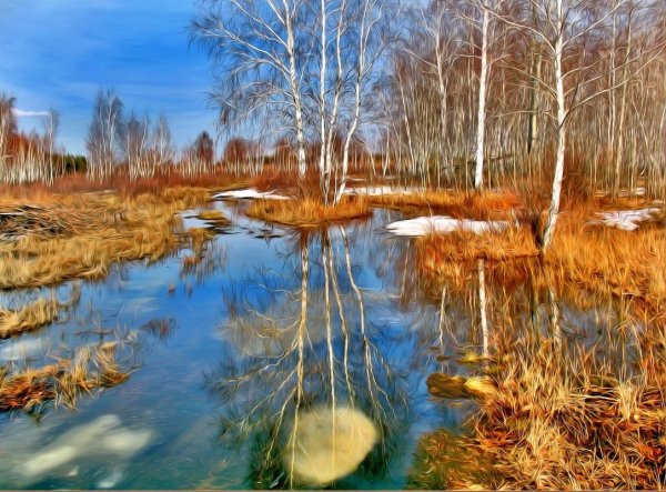 Весенний пейзаж с водой