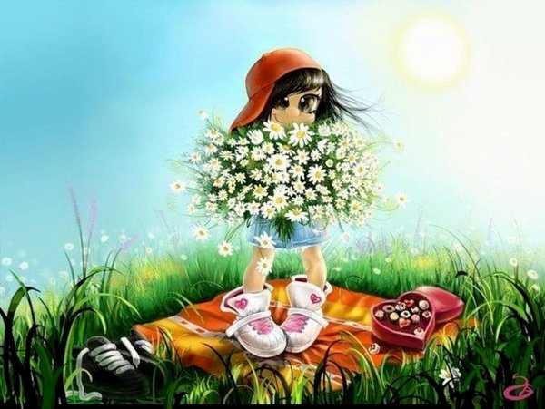 Зайчик дарит цветы