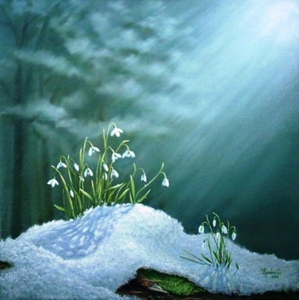Пейзаж с подснежниками