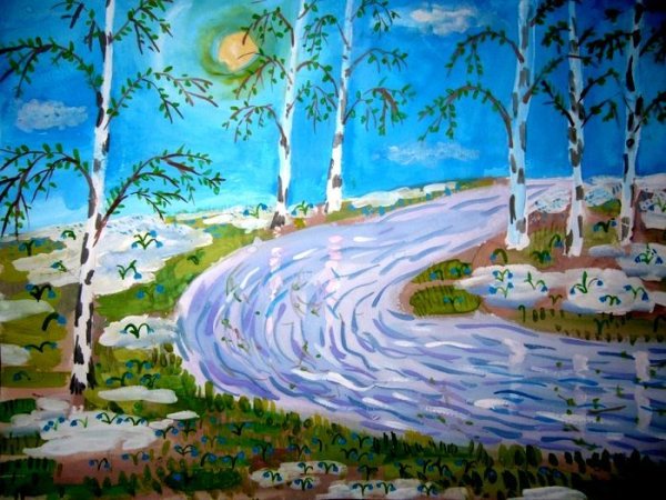 Рисование весеннего пейзажа