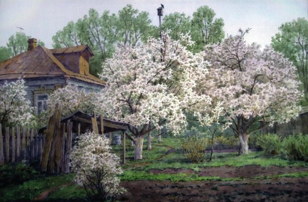 Анатолий Рыбкин художник "Яблоневый сад"