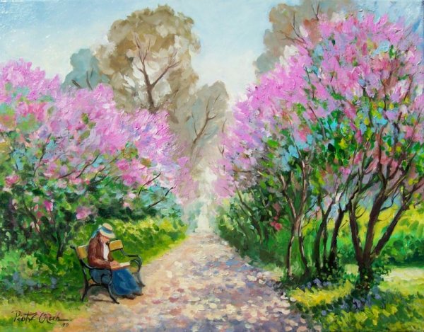 Весна в парке живопись