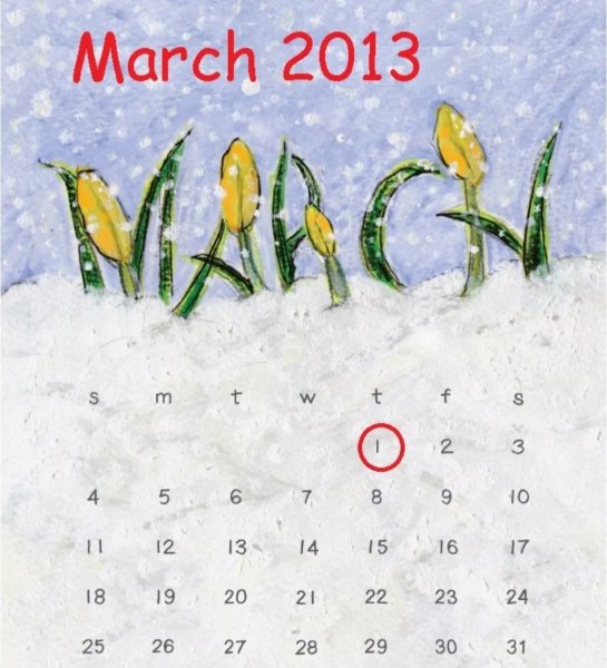 С первым днем весны календарь