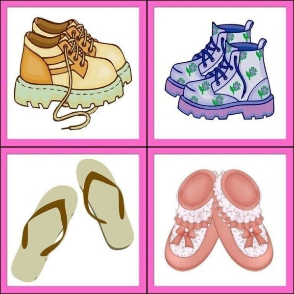 Обувь карточки для детского сада