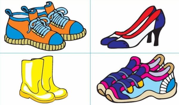 Карточки зимней обуви для детей