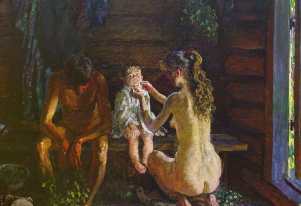 Алексей и Сергей Ткачевы. В бане, 1974