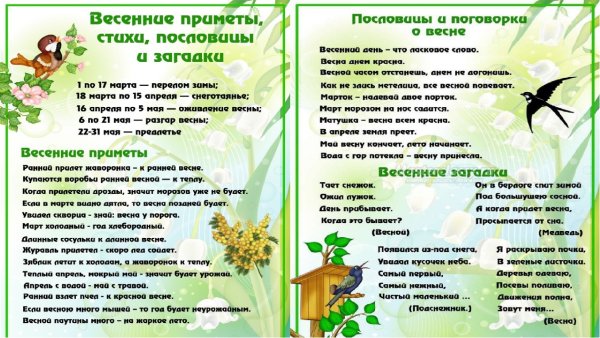 Приметы весны для дошкольников