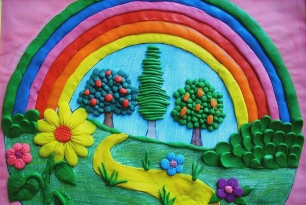 Пластилиновая живопись летний луг