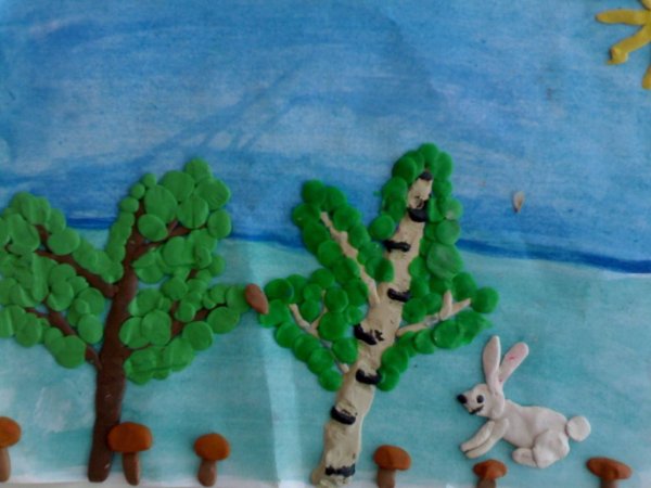 Рисование пластилином на картоне