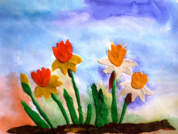 Аппликация на тему весенний пейзаж