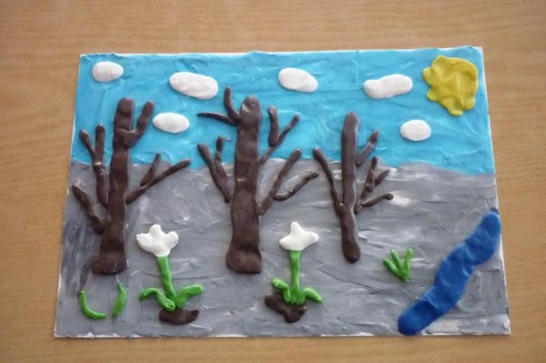 Пластилинография ветка яблони