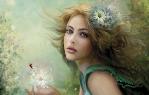 Девушка в цветущем саду