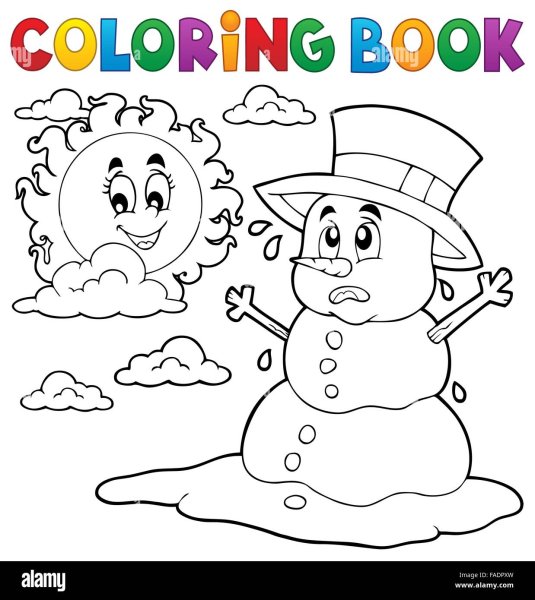 Раскраска тающий Снеговик