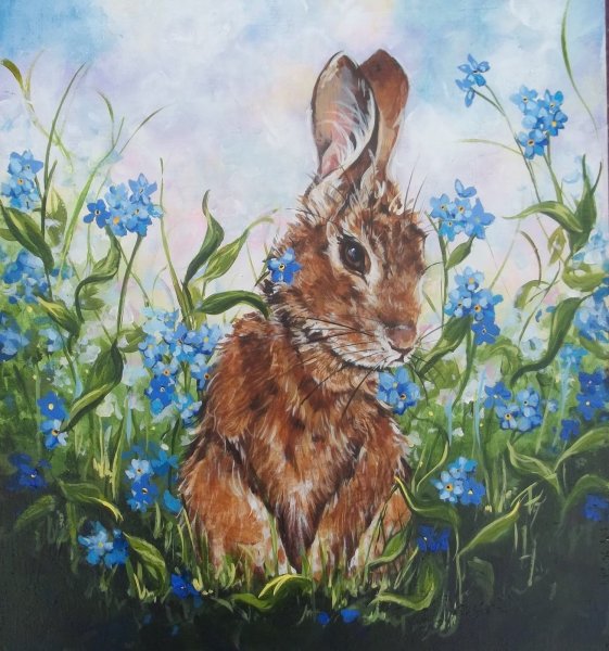 Зайчата живопись