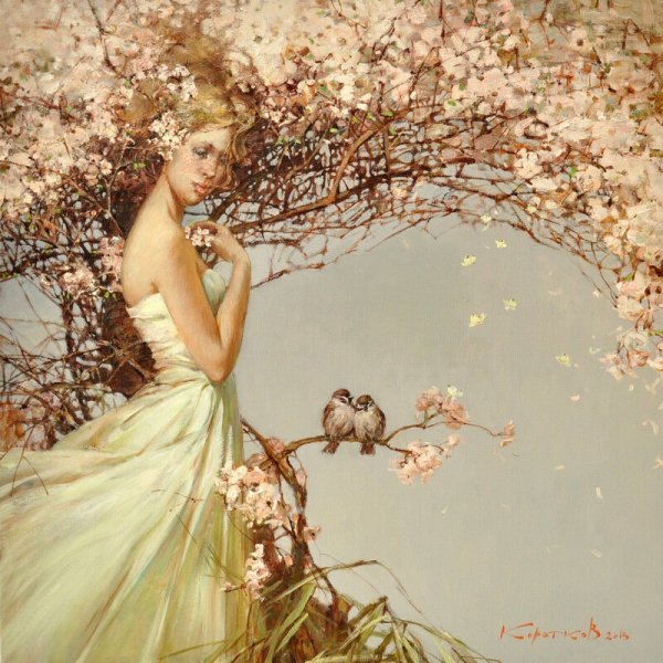 Женщина Весна живопись
