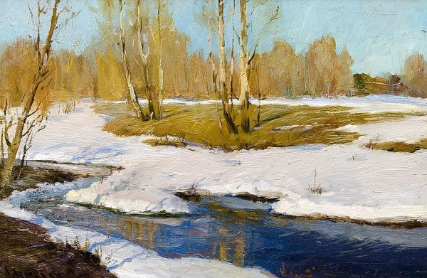 Весенний пейзаж акварелью