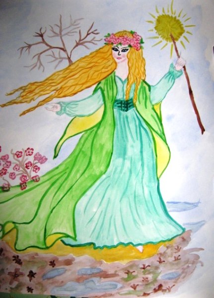 Весна цветными карандашами