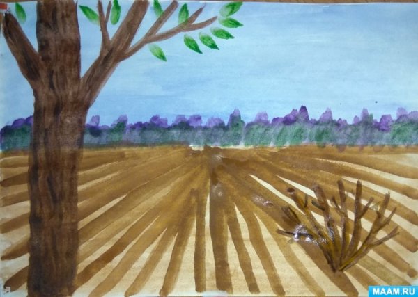Рисование пейзаж подготовительная группа