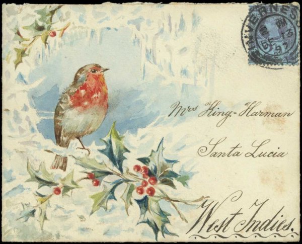 Открытка с птичкой с письмом