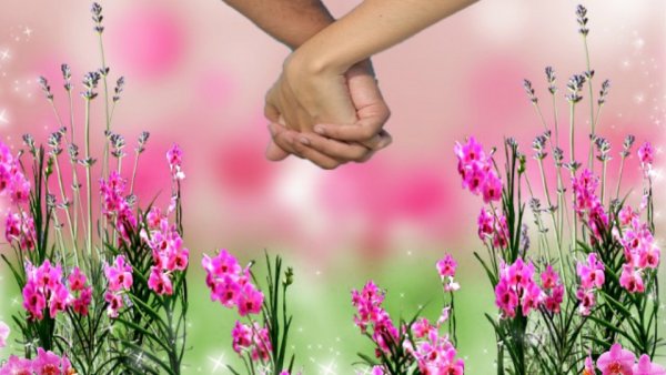 Пара в весеннем саду