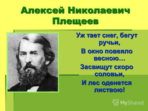 Плещеев уж тает снег бегут ручьи