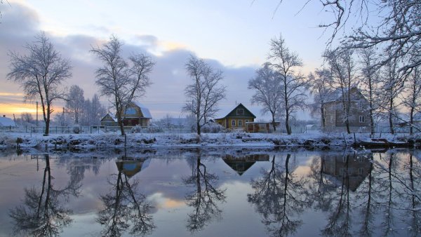 Река Лойзах Германия зима