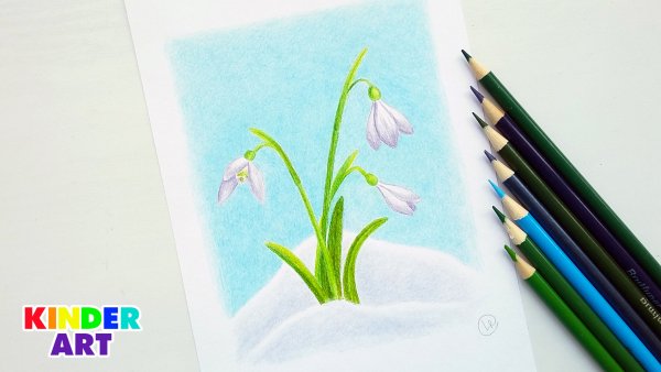 Весна цветными карандашами