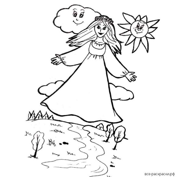 Девочка Весна раскраска