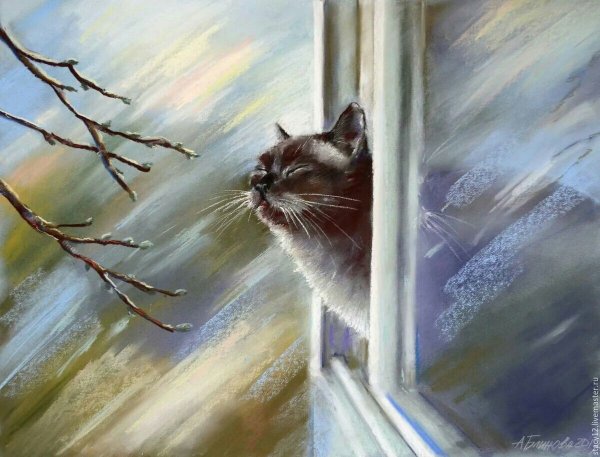 Весенний котик с вербой