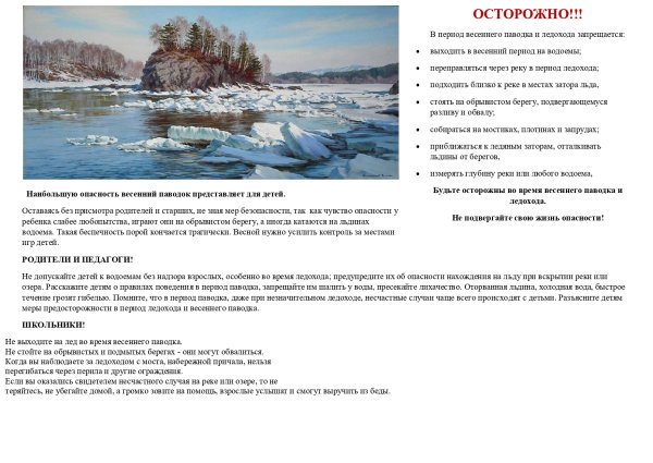 Памятка весенний лед опасен