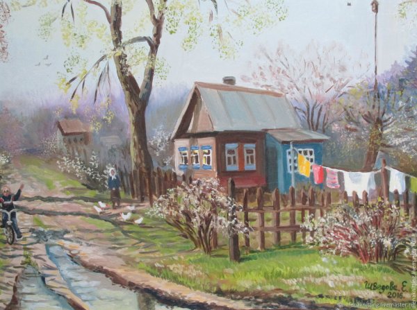 Сельский пейзаж живопись