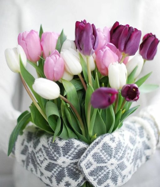 Доброе утро и букет тульпан