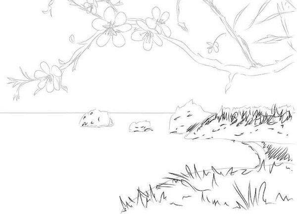 Весенний рисунок карандашом