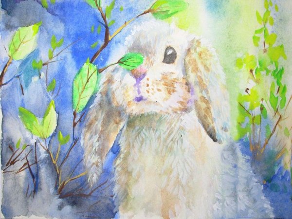 Весенний пейзаж цветными карандашами