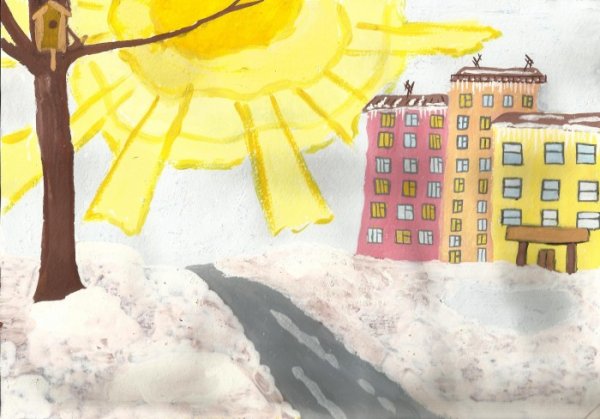 Весна в городе рисунок