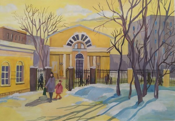 Город весной рисунки