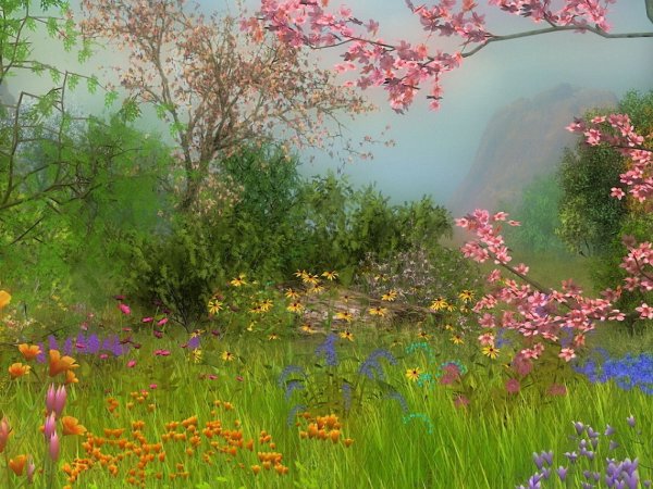 Парк со скамейкой в Японии