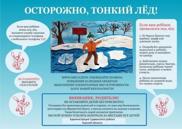 Осторожно тонкий лед для детей