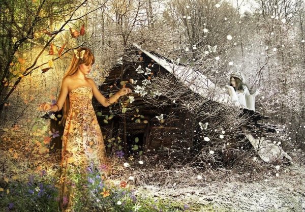 Анимация встреча осени и зимы